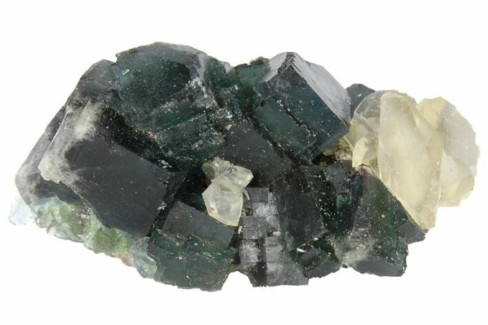 Calcite Crystal Cluster on Green Fluorite - China #132764